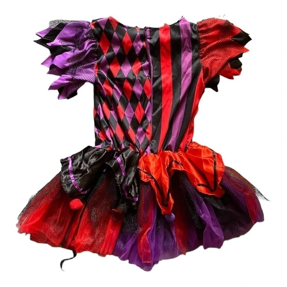 SPIRIT HALLOWEEN-GIRLS TWISTED JESTER COSTUME-SIZE 4-6